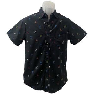 Free Planet Halloween Skeleton Themed men’s button-down shirt - Small